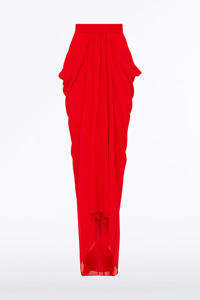 RED GEORGETTE WATERFALL SKIRT