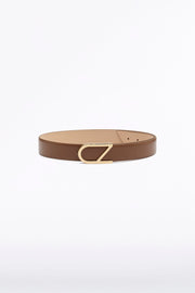 TAN LEATHER CZ LOGO BELT