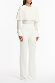 WHITE CREPE WIDE CLASSIC PANT