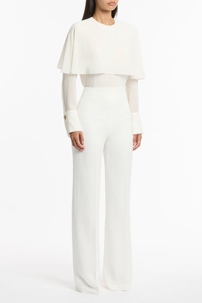 WHITE CREPE WIDE CLASSIC PANT