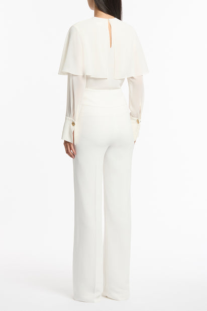 WHITE CREPE WIDE CLASSIC PANT