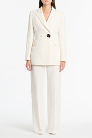 WHITE CREPE WIDE CLASSIC PANT
