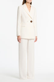 WHITE CREPE WIDE CLASSIC PANT