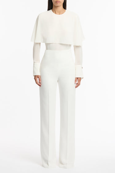 WHITE CREPE WIDE CLASSIC PANT