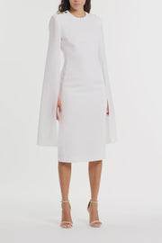 WHITE CREPE LOVERO MIDI DRESS