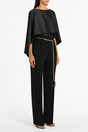 BLACK SATIN CAPE TOP