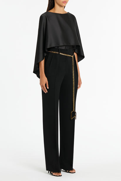 BLACK SATIN CAPE TOP