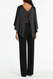 BLACK SATIN CAPE TOP