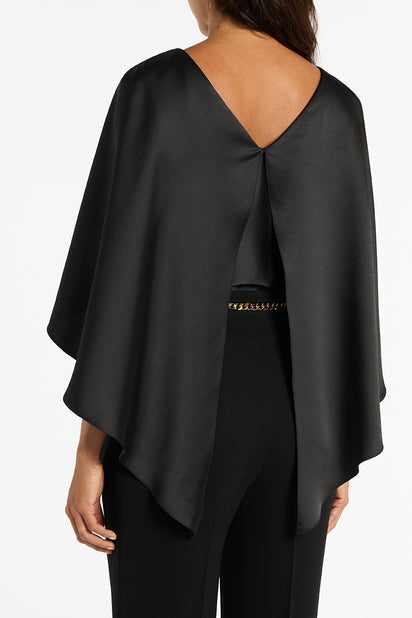 BLACK SATIN CAPE TOP