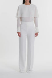 WHITE CREPE WIDE CLASSIC PANT
