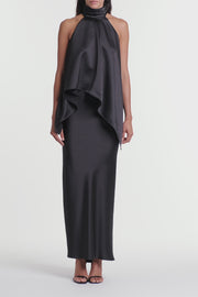 BLACK SATIN BIAS SKIRT