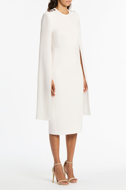 WHITE CREPE LOVERO MIDI DRESS