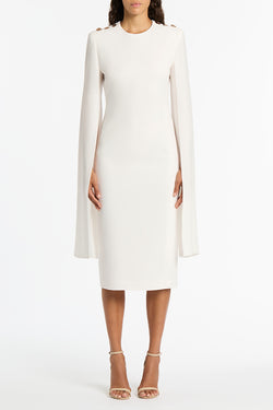 WHITE CREPE LOVERO MIDI DRESS