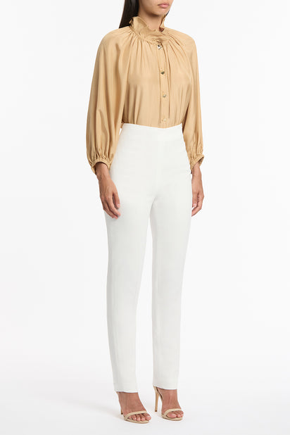 WHITE CREPE SLIM PANT