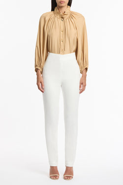 WHITE CREPE SLIM PANT